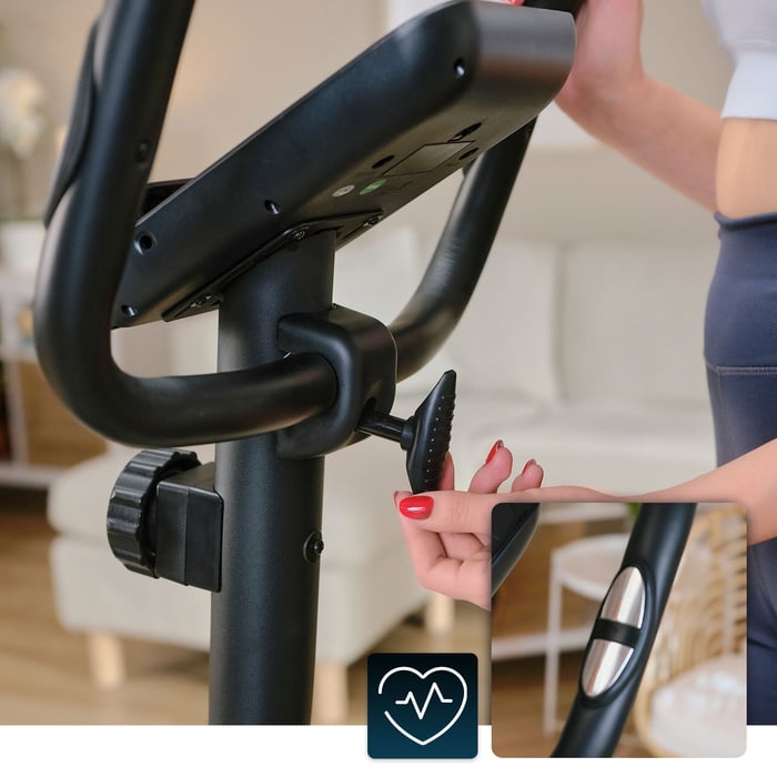 Bicicleta HS-2080 equipada con ajuste del ángulo de inclinación del manillar y sensores de pulso
