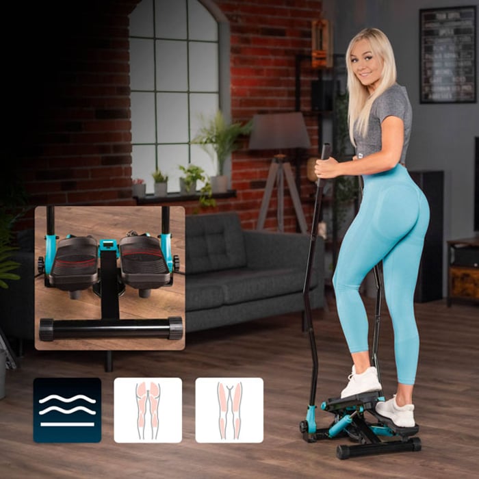 Entrenamiento integral de las partes inferiores del cuerpo con el stepper HS-045s Slim azul