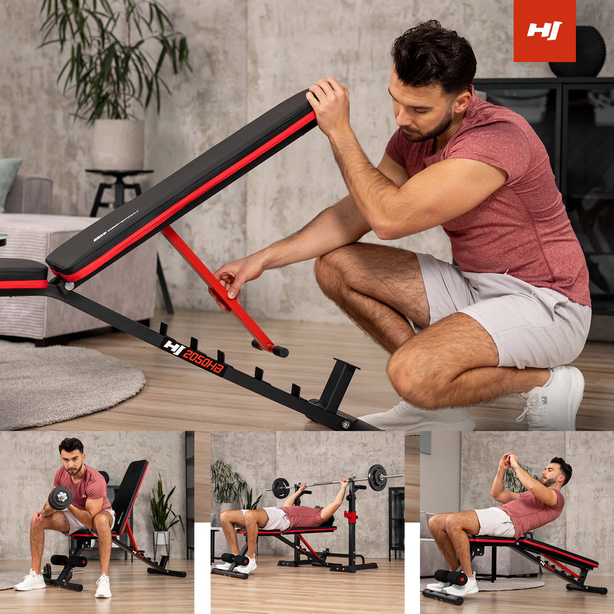 Muchas posibilidades de entrenamiento en el banco 2050HB regulable Hop-Sport