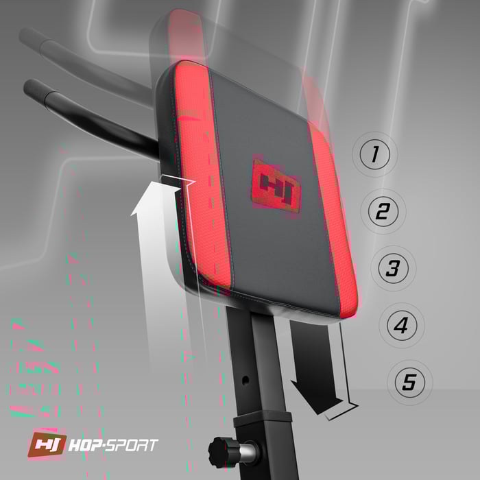 Ajuste del soporte de caderas en el banco romano HS-1018 de la marca Hop-sport