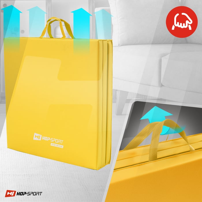 Asas para transportar el colchón de gimnasia Hop-Sport en color amarillo