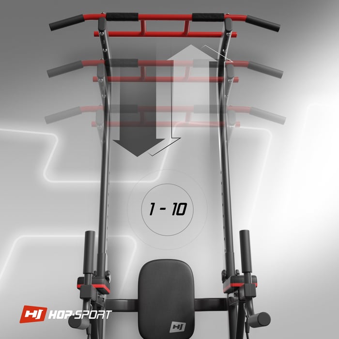 Muestra el ajuste de altura de la barra en las barras HS-1018K de la marca Hop-Sport