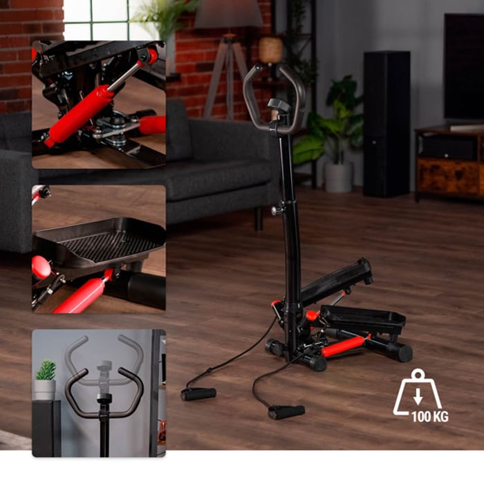 Stepper giratorio con columna HS-055S Noble rojo equipado con cilindros, ajuste del manillar y amortiguadores