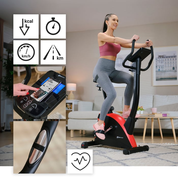 Bicicleta estática HS-005H Host roja con programas de entrenamiento predefinidos