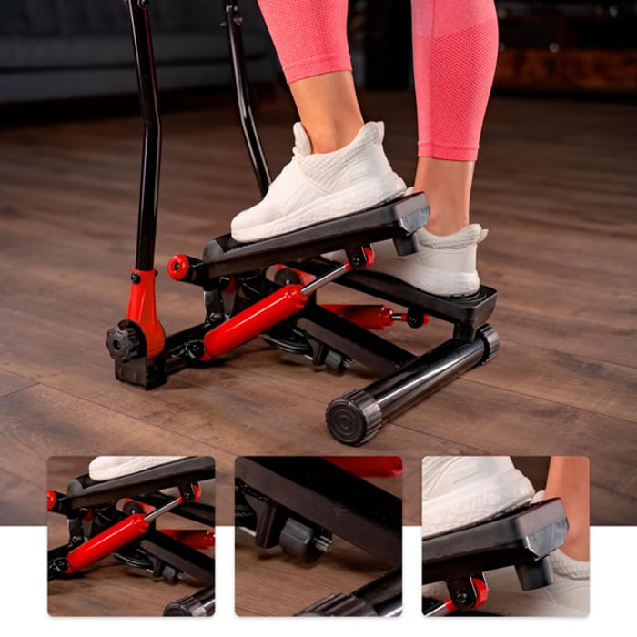 Plataformas antideslizantes con ajuste de altura en el stepper HS-045s Slim rojo