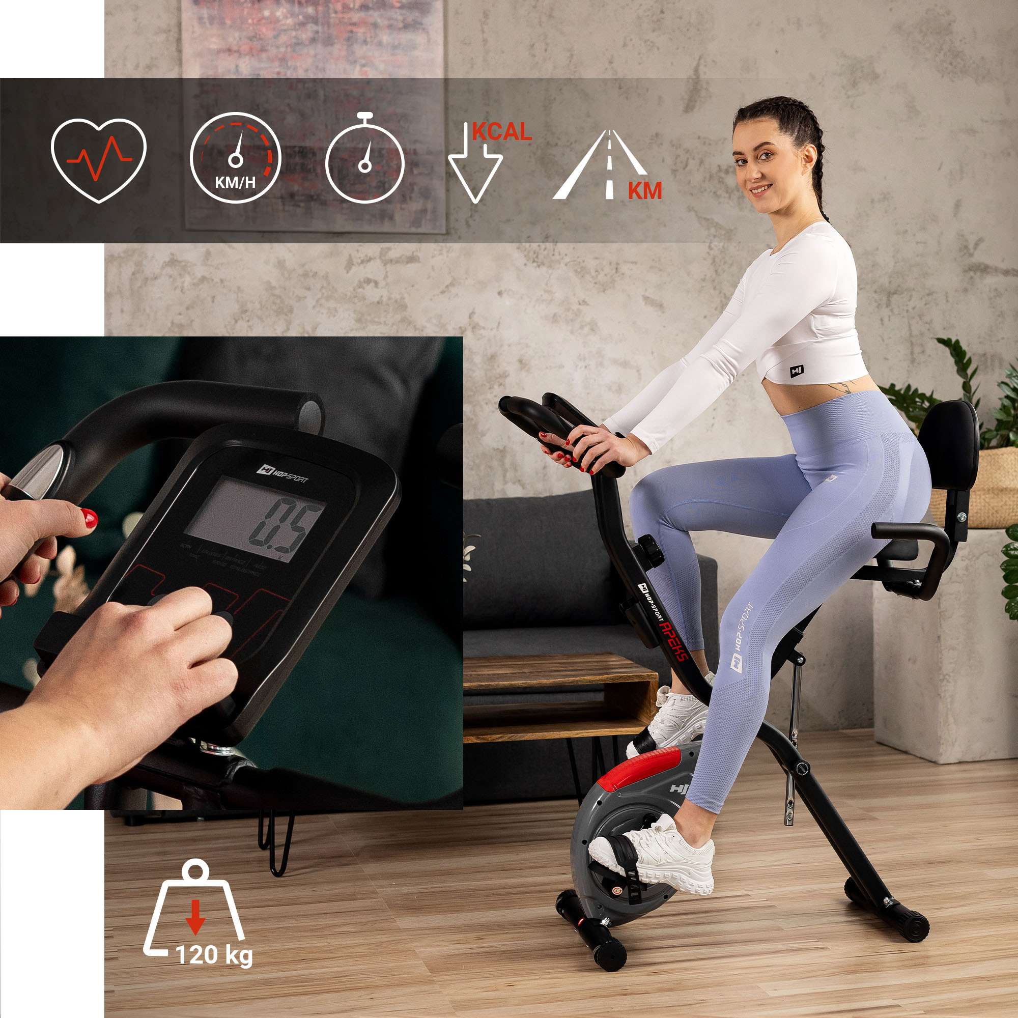 Computadora de entrenamiento en la bicicleta HS-3030X Apeks gris
