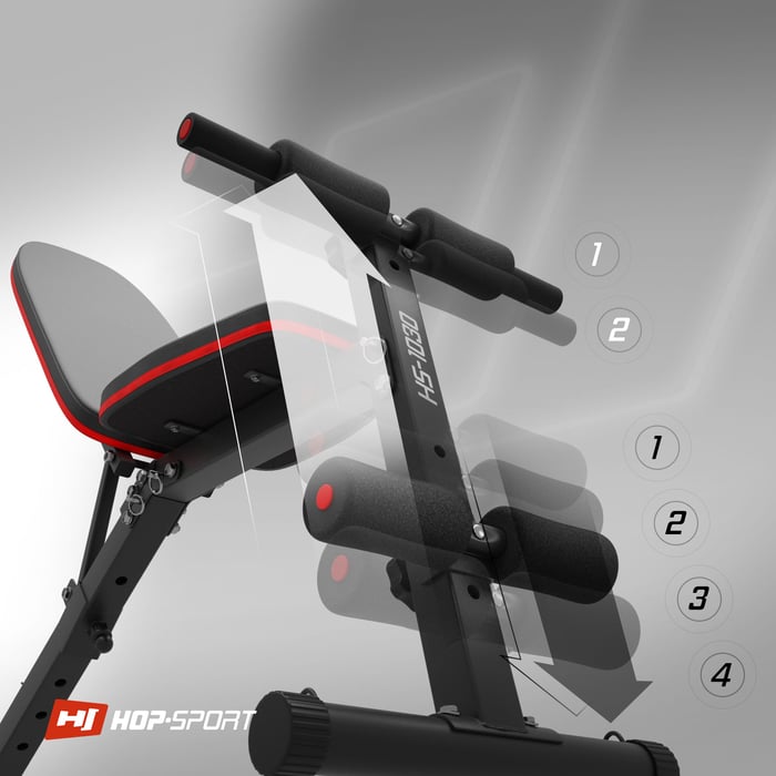 Regulación de la sujeción de piernas en el banco de entrenamiento HS-1030 de la marca hop-sport