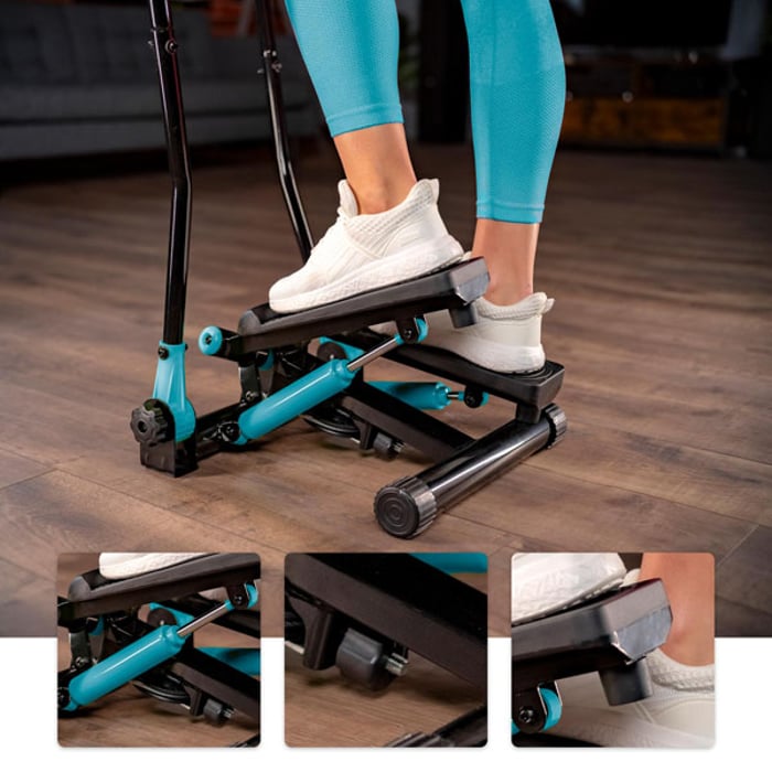 Plataformas antideslizantes con ajuste de altura en el stepper HS-045s Slim azul