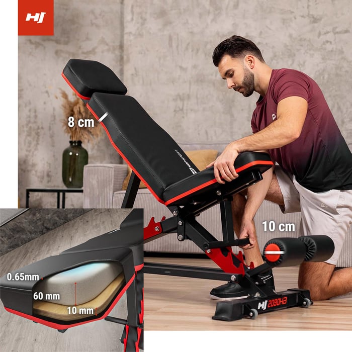 Tapicería gruesa y su sección transversal en el banco 2090HB de la marca Hop-Sport