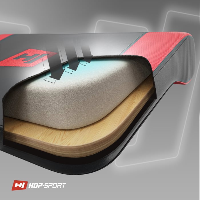 Sección transversal del respaldo en el equipo deportivo de la marca Hop-sport