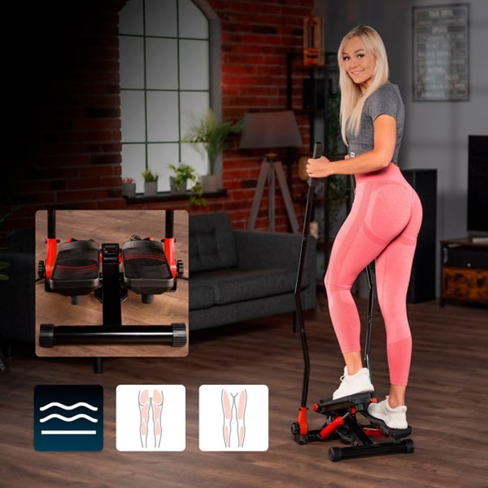 Entrenamiento integral de las partes inferiores del cuerpo con el stepper HS-045s Slim rojo
