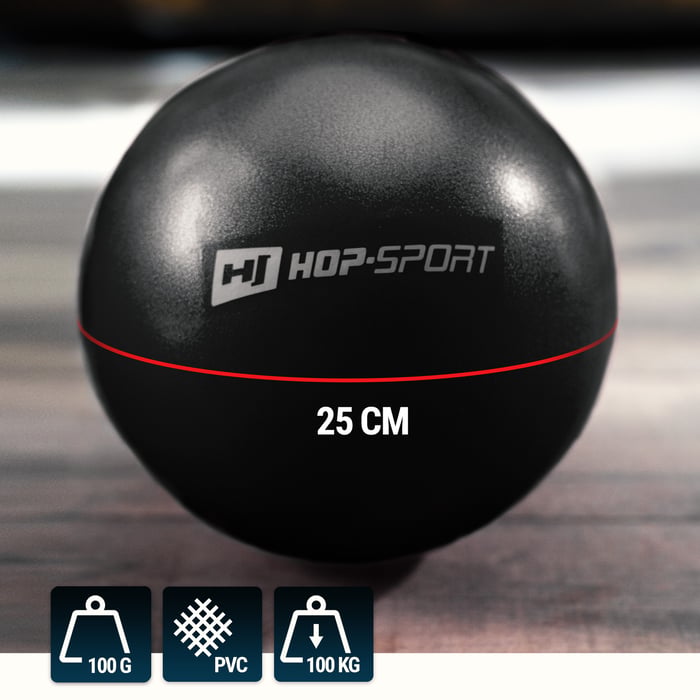 Pelota negra de pilates Hop-Sport de 25 cm de diámetro