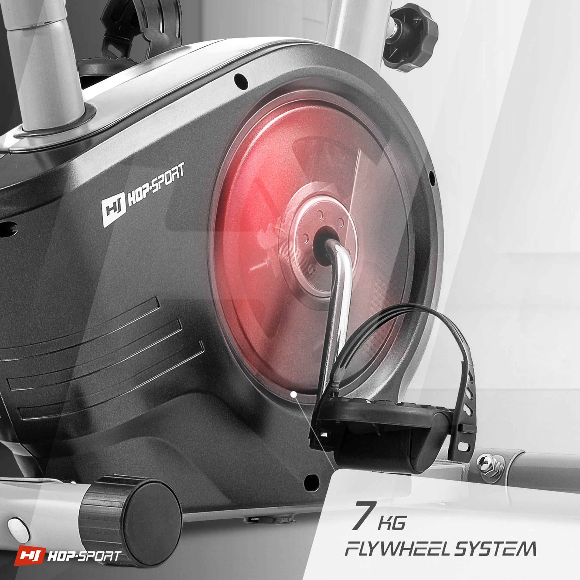 Bicicleta magnética HS-2050H Sonic plateada equipada con sistema de resistencia magnética