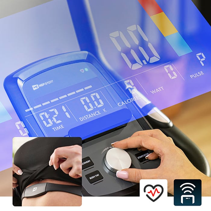 Bicicleta de entrenamiento HS-120H Argo equipada con ordenador con soporte y pantalla clara