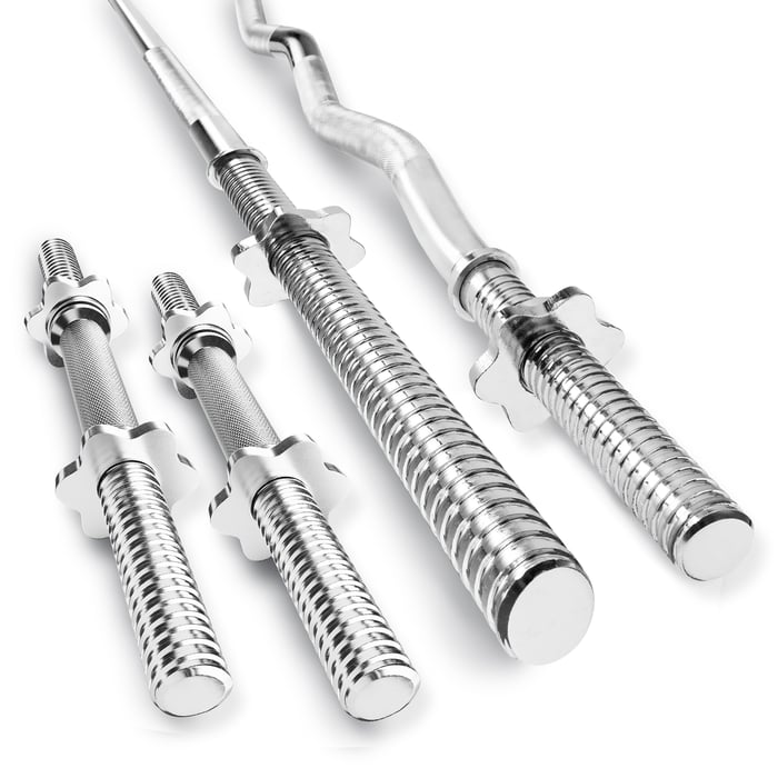 Mostrada barra recta, barra ligeramente curvada y dos barras cortas de la marca Hop-sport