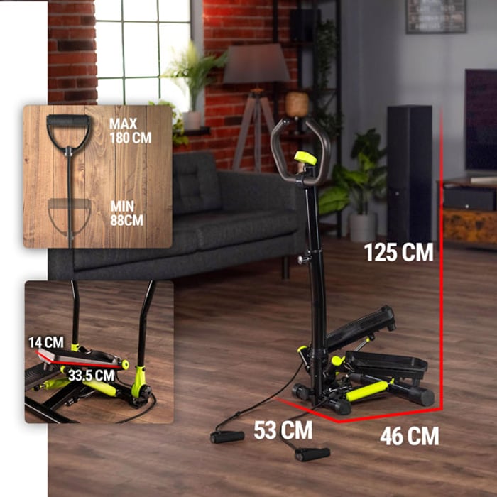 Stepper HS-055S Noble lima es adecuado incluso para apartamentos pequeños y estudios. Después de terminar el entrenamiento, puedes colocar el equipo detrás del armario o desenroscar la columna y deslizarlo debajo de la cama