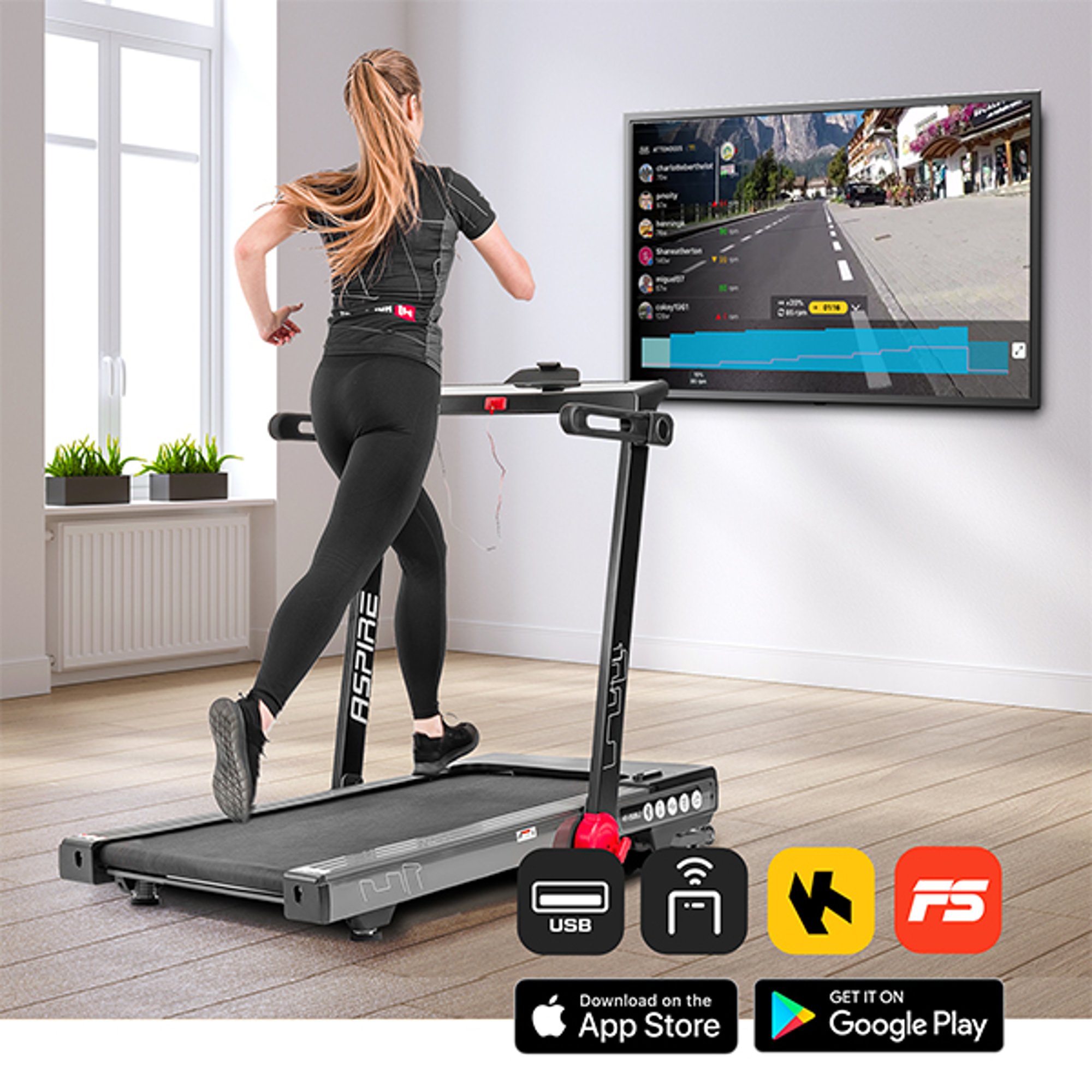 Bieżnia elektryczna HS-2500LB Aspire z aplikacjami treningowymi