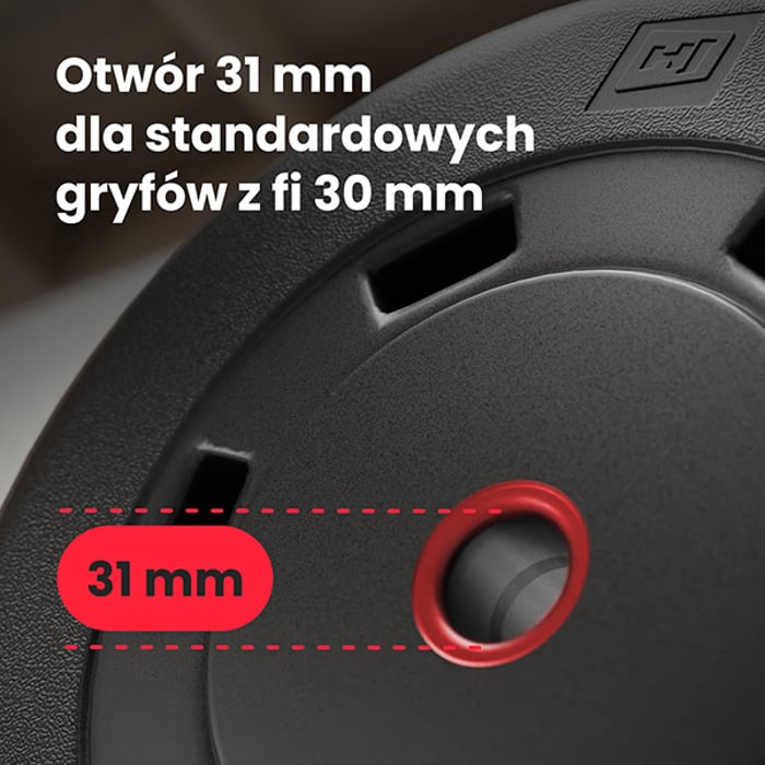 Acercamiento al peso bituminoso, se muestra el diámetro del agujero de 31mm