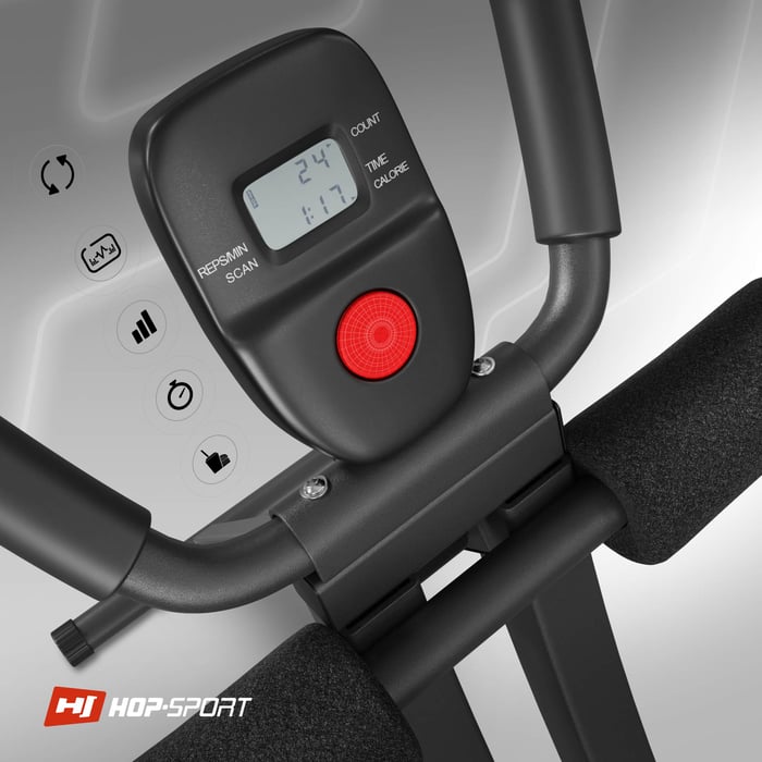 Acercamiento al contador en el entrenador de músculos abdominales HS-2001ABT de la marca Hop-sport