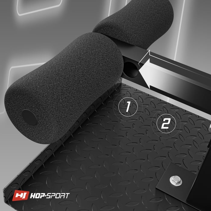 Ajuste del bloqueo de piernas en el banco romano HS-1018 de la marca Hop-sport