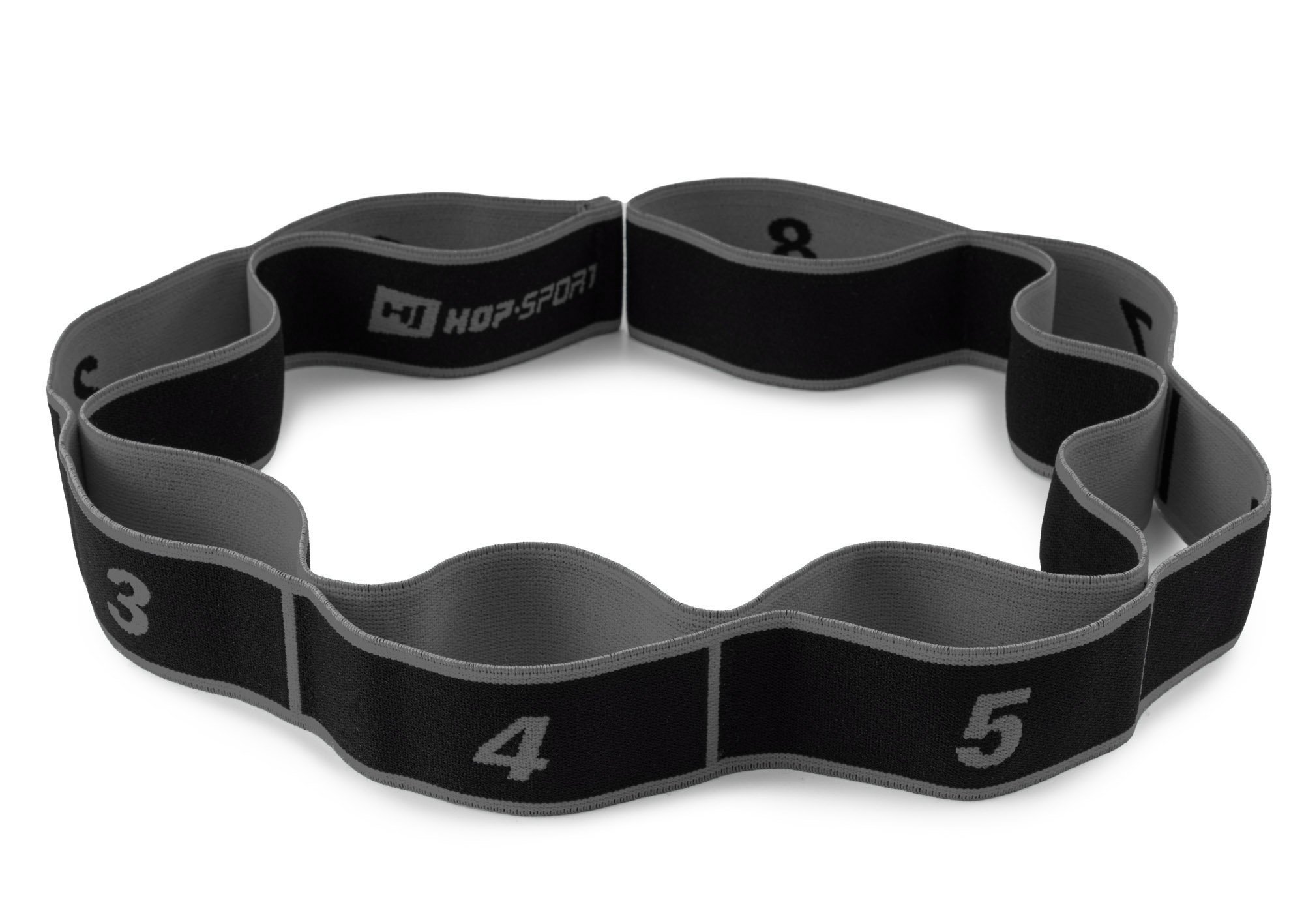 Banda elástica gris de la marca Hop-Sport para estiramientos