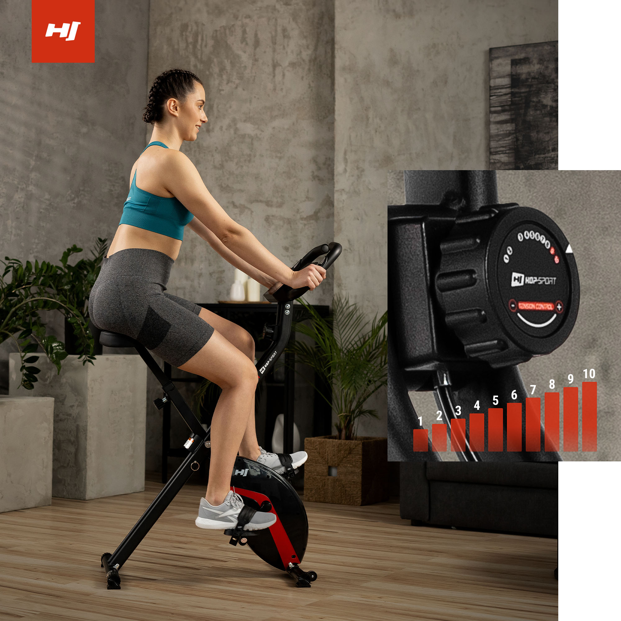 Ajuste de resistencia simple y cómodo en la bicicleta Hop-Sport Quest