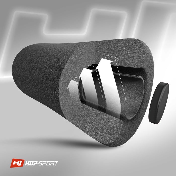 Sección transversal de la espuma protectora en el equipo deportivo de la marca Hop-sport