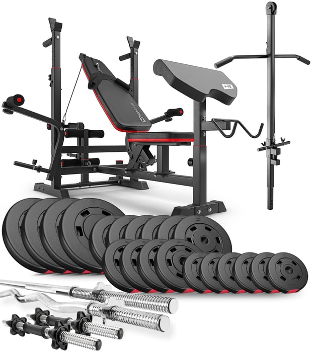 Conjunto de culturismo de 105kg de la marca Hop-sport con banco de entrenamiento HS-1075