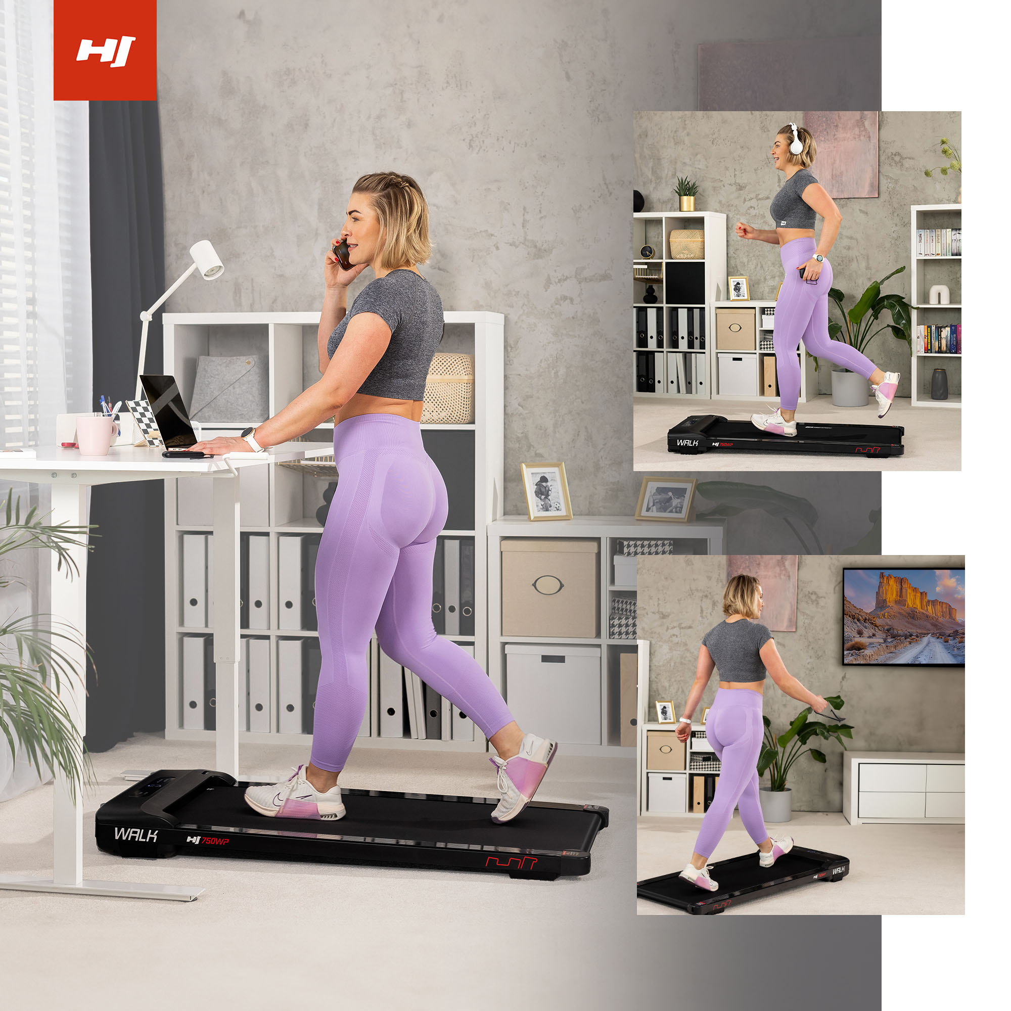 con la cinta HS-750WP Walk puedes combinar el entrenamiento con el trabajo o realizar actividades diarias