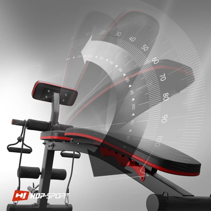 Ajuste del ángulo de inclinación del respaldo en el banco de entrenamiento HS-1035 de la marca Hop-sport