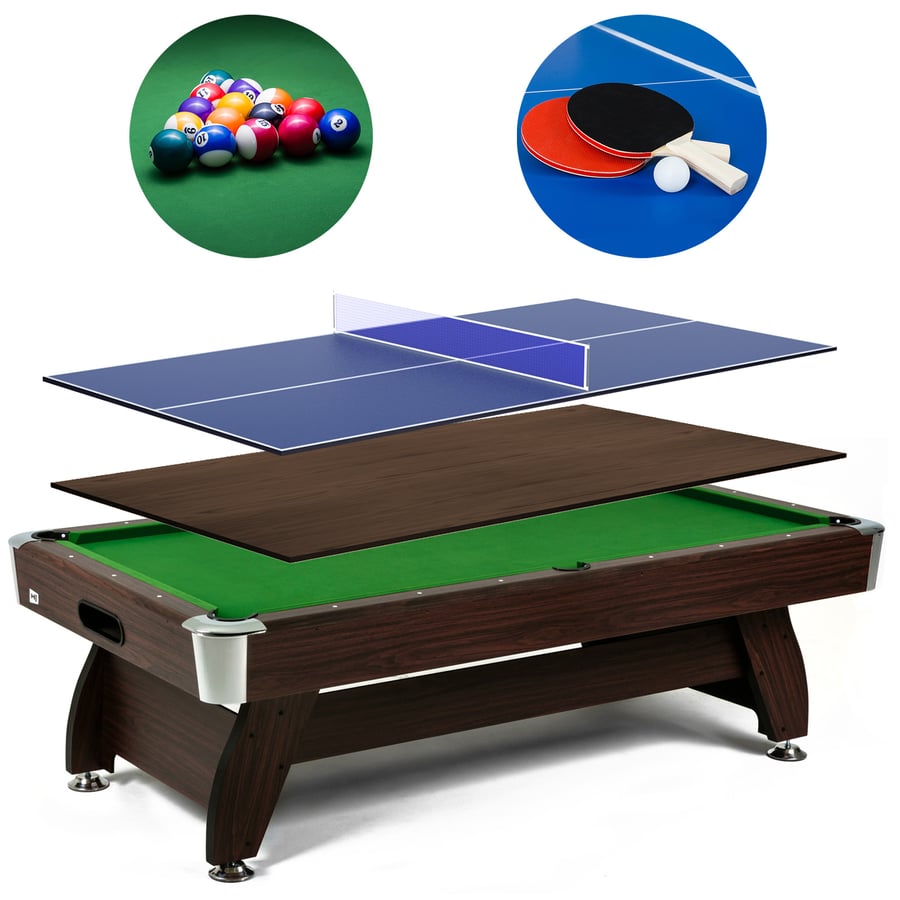 Mesa de billar con sistema de retorno Vip Extra 7 FT marrón verde con cubierta de ping-pong
