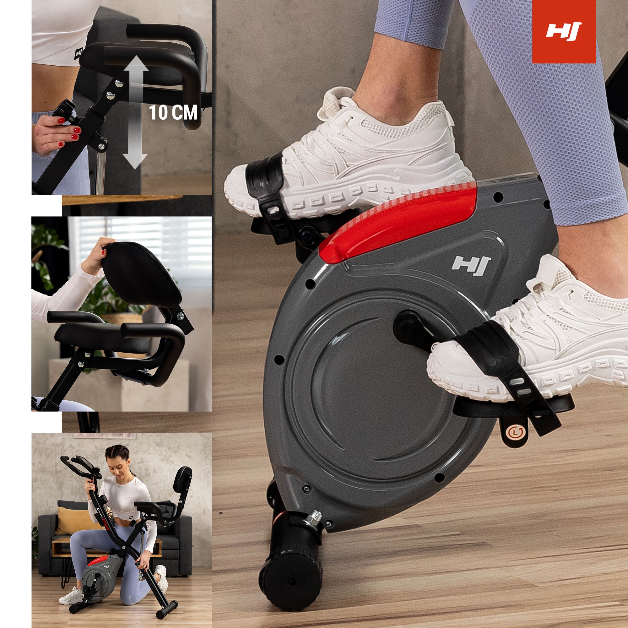 Seguridad y comodidad durante el entrenamiento en la bicicleta X-bike HS-3030X Apeks gris