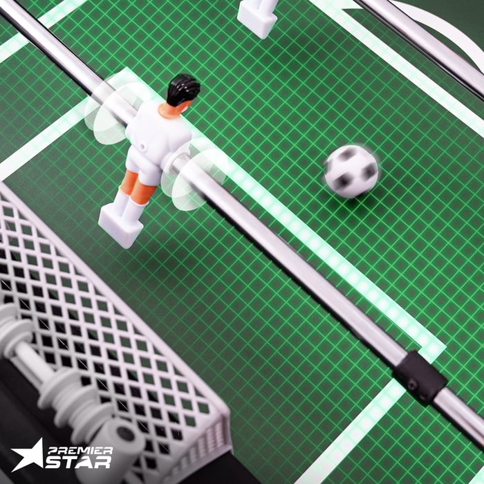 Futbolín Corner está hecho de componentes duraderos con atención a los detalles