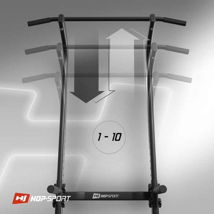 Mostrada la regulación de altura de la barra en las barras HS-1012K de la marca Hop-Sport