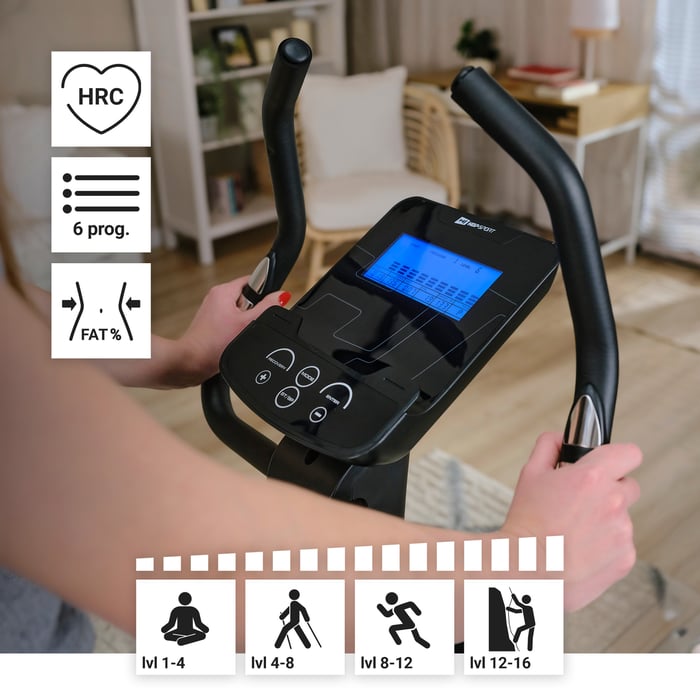 Bicicleta estática HS-005H Host dorada con ajuste electrónico de resistencia