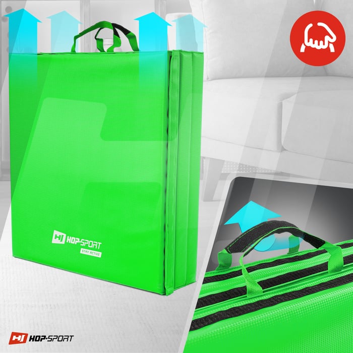 Asas para transportar el colchón de gimnasia Hop-Sport en color verde