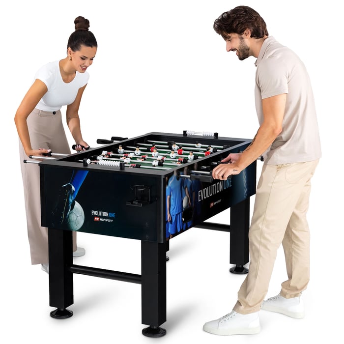 El futbolín Evolution One, gracias a su construcción masiva, es perfecto para juegos dinámicos
