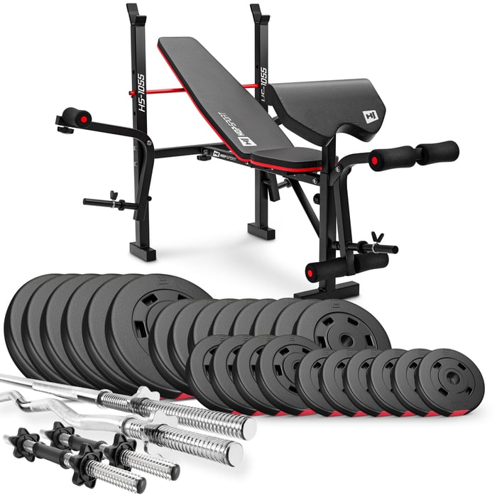 Contenido del conjunto de culturismo de 135kg con banco de entrenamiento HS-1055 de la marca Hop-sport