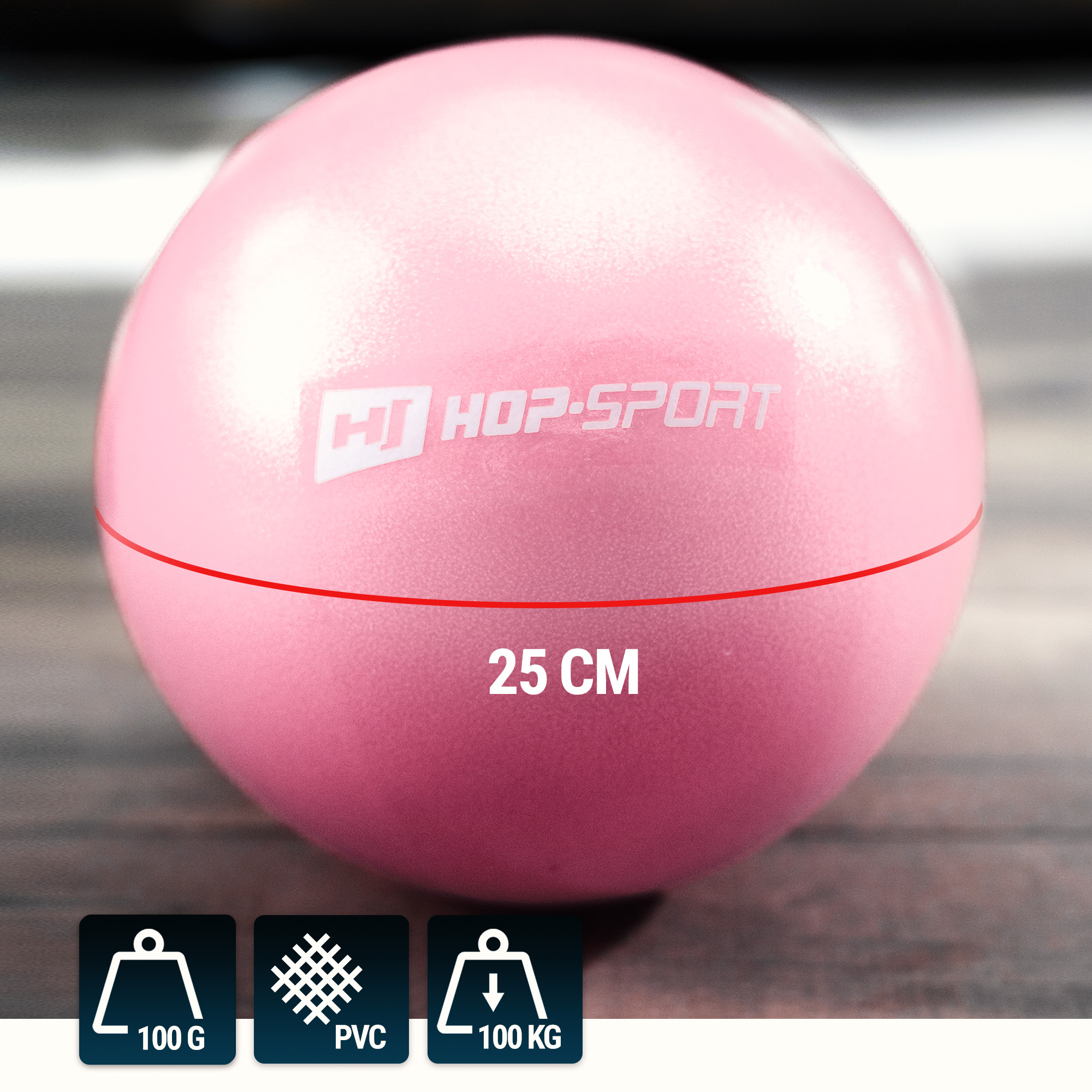 Pelota rosa de pilates Hop-Sport de 25 cm de diámetro