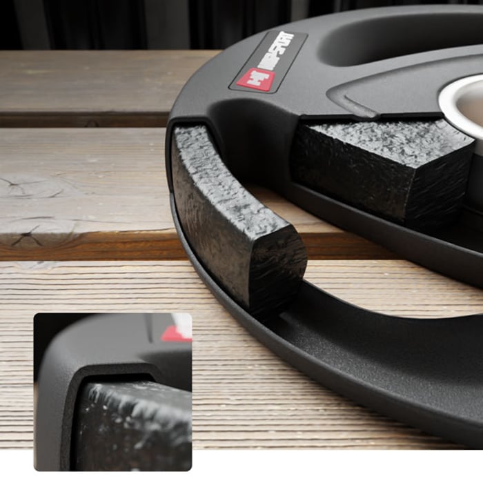 Acercamiento a la sección del peso olímpico de la marca Hop-sport 