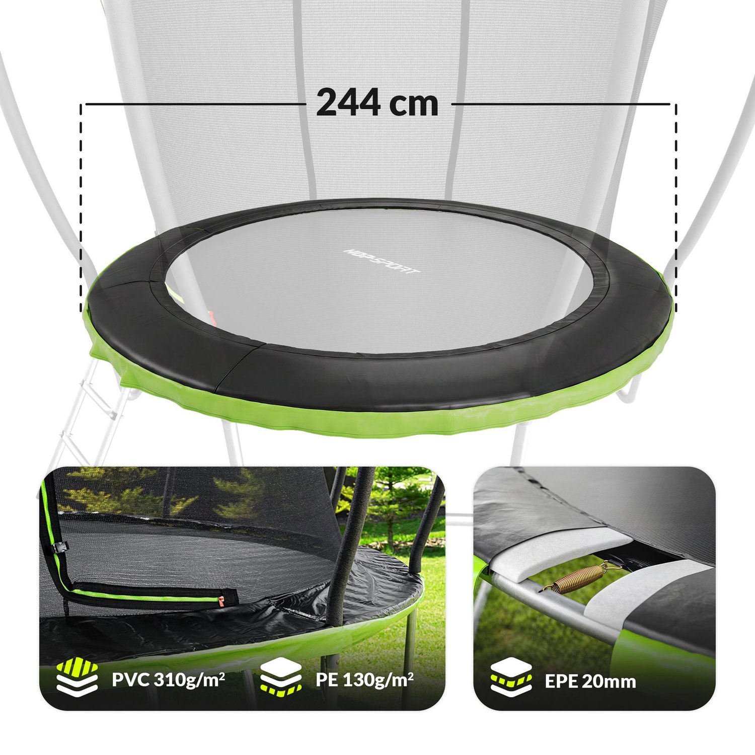 Cubierta para muelles de trampolín 244 cm / 8 ft HS-TSC008DZ Negro/Verde