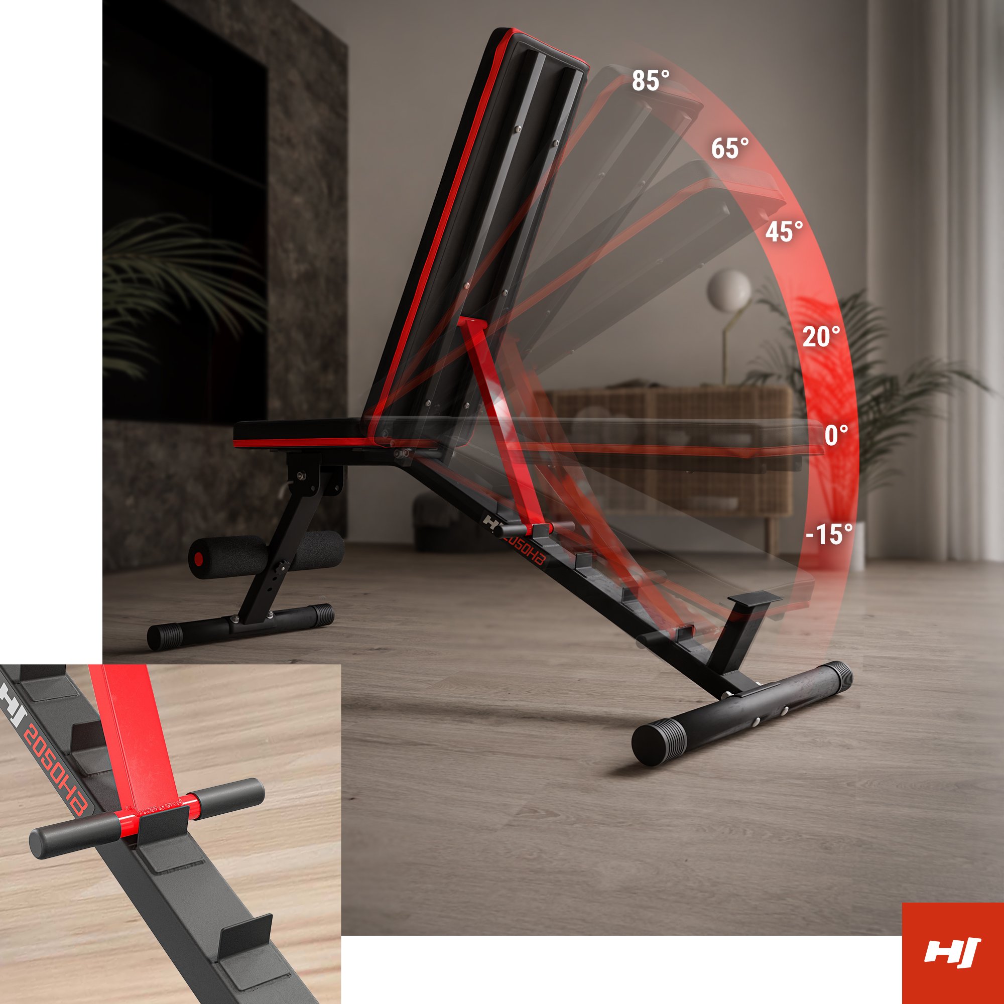 Posibilidad de ajuste del banco 2050HB regulable en una escala de 6 niveles